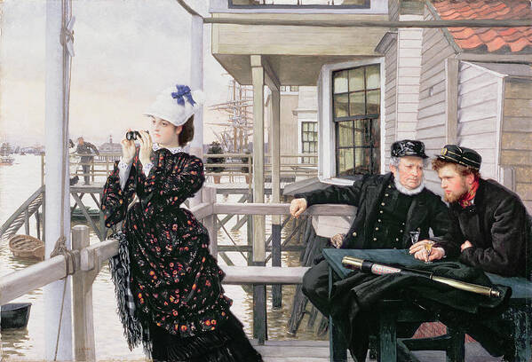 Binoculars Art Print featuring the painting The Captains Daughter by James Jacques Joseph Tissot