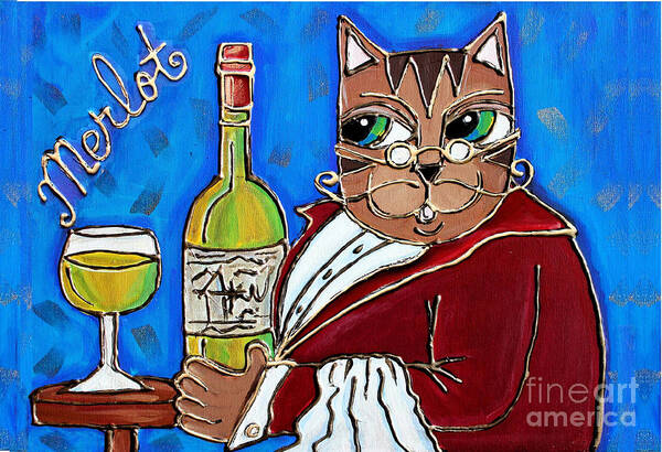 Cat Art Print featuring the painting The Cat Butler by Cynthia Snyder