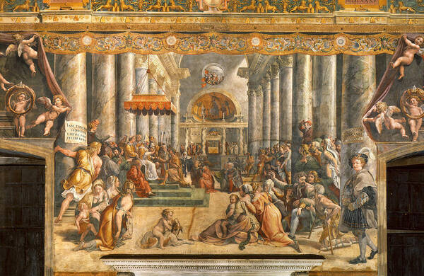 The Donation Of Rome Art Print featuring the painting The Donation of Rome. by Raphael