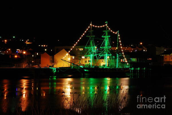 Sailing Ship Art Print featuring the photograph The Dunbrody at night by Joe Cashin