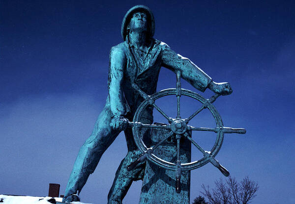 Alert Art Print featuring the photograph The Fisherman Statue Gloucester by Tom Wurl