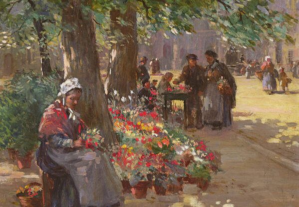 The Flower Seller Art Print featuring the painting The Flower Seller by William Kay Blacklock