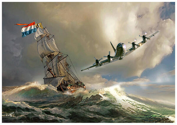 War Art Print featuring the digital art The Flying Dutchman by Peter Van Stigt
