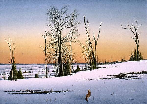 Nature Art Print featuring the painting The Fox by Conrad Mieschke