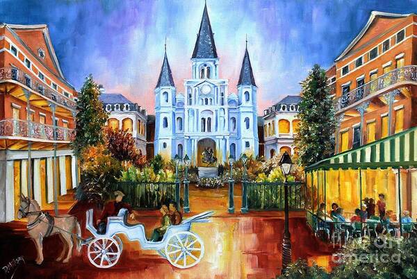 New Orleans Art Print featuring the painting The Hours on Jackson Square by Diane Millsap