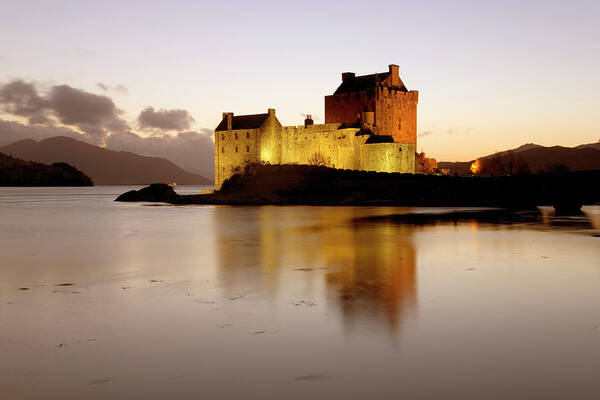 Built Structure Art Print featuring the photograph The Illuminated Castle Of Eilean Donan by David C Tomlinson