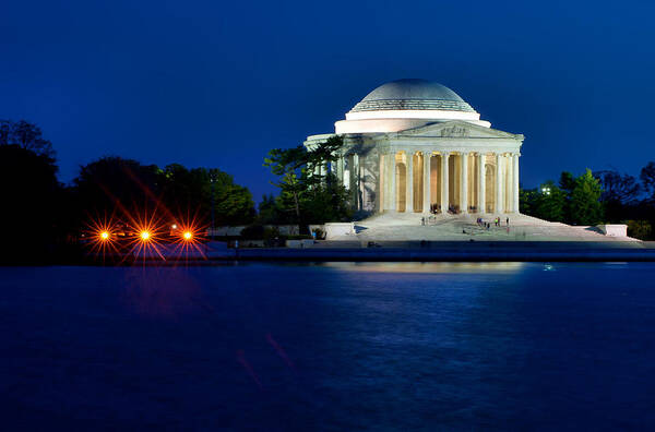 America Art Print featuring the photograph The Jefferson Memorial at the Blue Hour of Twilight by Mitchell R Grosky