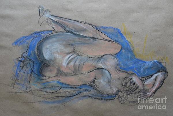 Nude Art Print featuring the drawing The Last Pose by Heather Hennick