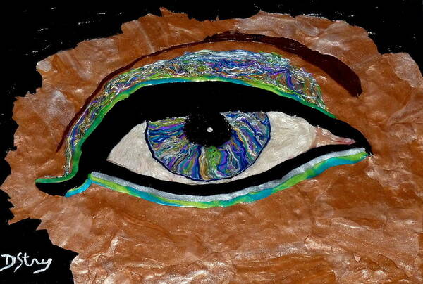 Eye Art Print featuring the mixed media The Looker by Deborah Stanley