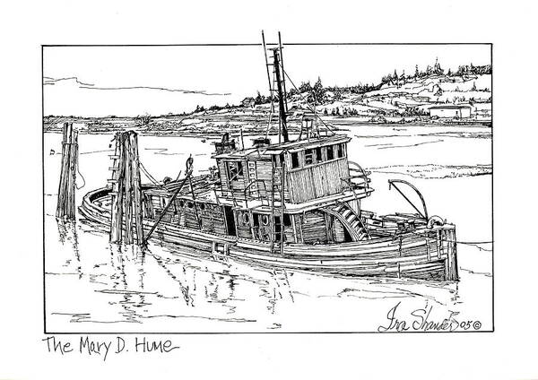 Mary D. Hume Art Print featuring the drawing The Mary D. Hume by Ira Shander