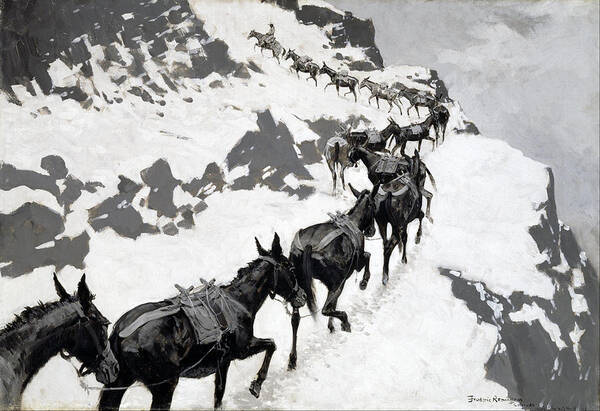 Frederic Remington Art Print featuring the painting The Mule Pack by Frederic Remington