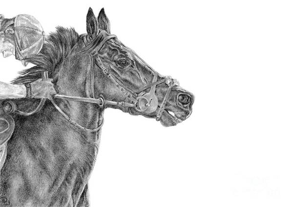 Racehorse Art Print featuring the drawing The Racing Game by Pencil Paws