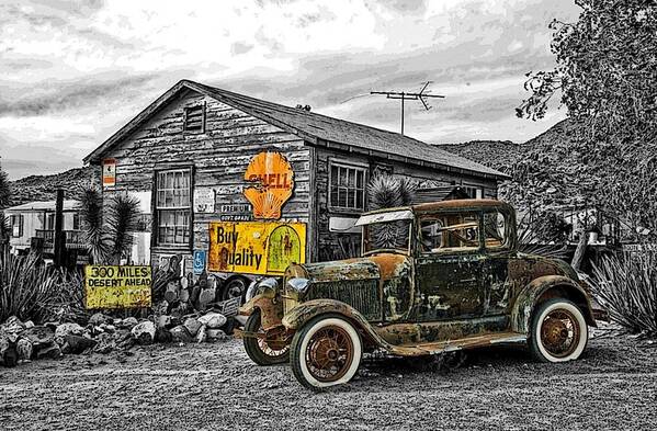 Vintage Car Art Print featuring the digital art The Resting Place by I'ina Van Lawick