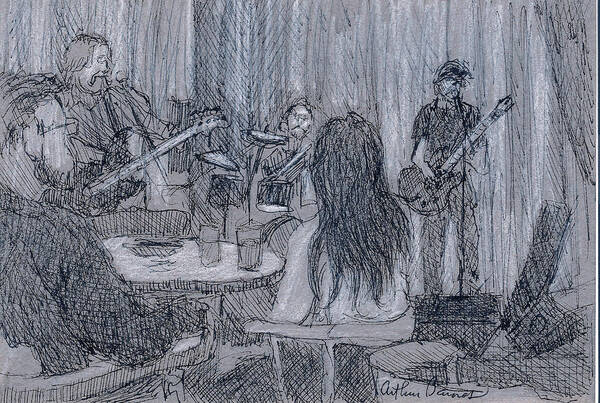 Musicians Art Print featuring the drawing The Screaming Names by Arthur Barnes