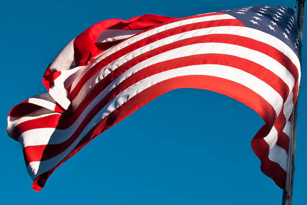 Flag Art Print featuring the photograph The Stars and Stripes Waving by David Patterson