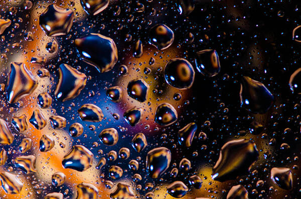 Space Water Drop Water Drop On Glass Fine Art America Bruce Pritchett Artist Websites Macro Closeup Flash Art Print featuring the photograph The Stars of Mars by Bruce Pritchett