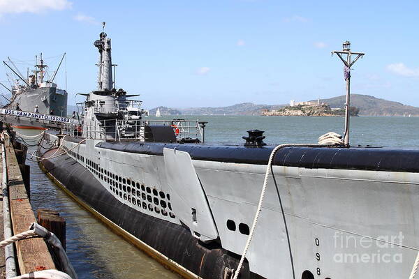 San Francisco Art Print featuring the photograph The USS Pampanito Submarine At Fishermans Wharf . San Francisco California . 7D14417 by Wingsdomain Art and Photography