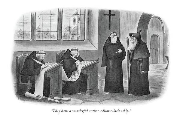 Religion Art Print featuring the drawing They Have A Wonderful Author-editor Relationship by Richard Taylor