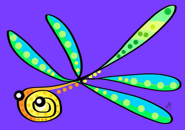 Dragonfly Art Print featuring the digital art Thoughts and colors series dragonfly by Veronica Minozzi