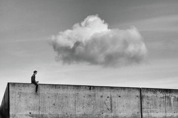 Man Art Print featuring the photograph Thoughts In The Cloud by Michelle Degryse
