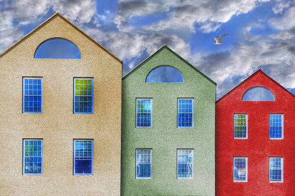 Photography Art Print featuring the photograph Three Buildings And a Bird by Paul Wear