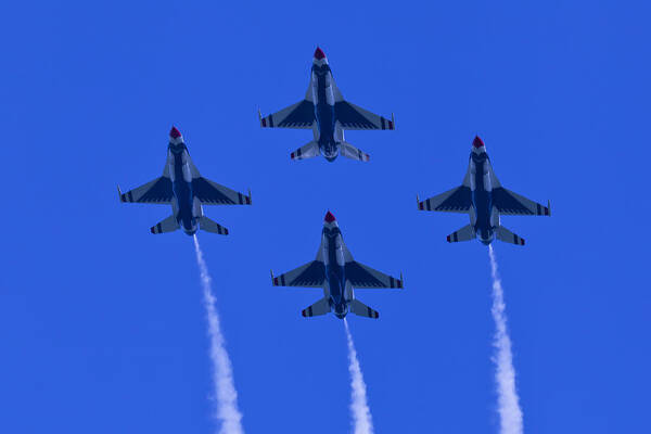 Thunderbirds Art Print featuring the photograph Thunderbirds Diamond Formation Undersides 2 by Donna Corless