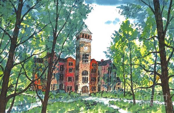 Clemson Art Print featuring the painting TILLMAN HALL TWO Clemson by Patrick Grills