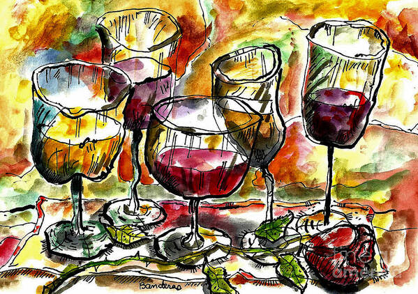 Wine Tasting Art Print featuring the painting Time For Wine Tasting by Terry Banderas