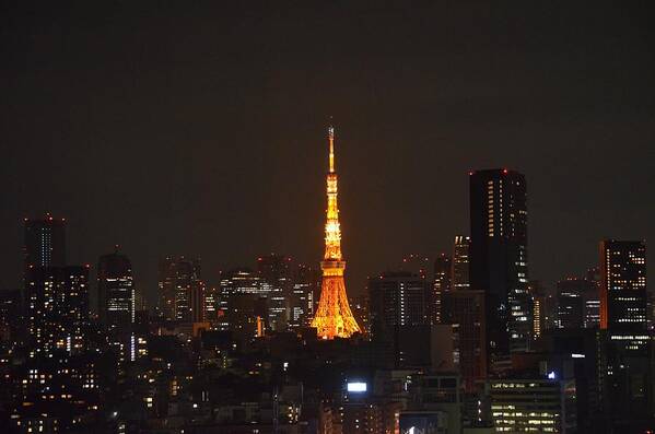 Cityscape Art Print featuring the photograph Tokyo Cityscape with Tokyo Tower at Night by Jeff at JSJ Photography
