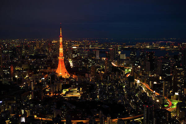 Tokyo Tower Art Print featuring the photograph Tokyo Tower By Night by Aaron Tang