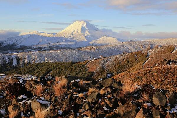Scenics Art Print featuring the photograph Tongariro National Park Mountains by Ngaire Lawson