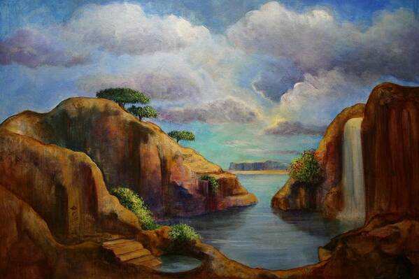 Rocks Art Print featuring the painting Place of Dreams by Rand Burns
