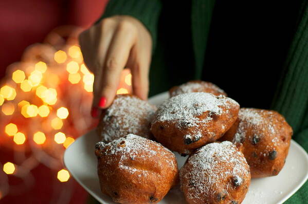 People Art Print featuring the photograph Traditional dutch oliebollen donuts by Photo by Ira Heuvelman-Dobrolyubova