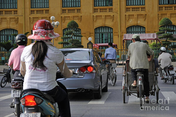 Hanoi Art Print featuring the photograph Traffic in downtown Hanoi by Sami Sarkis