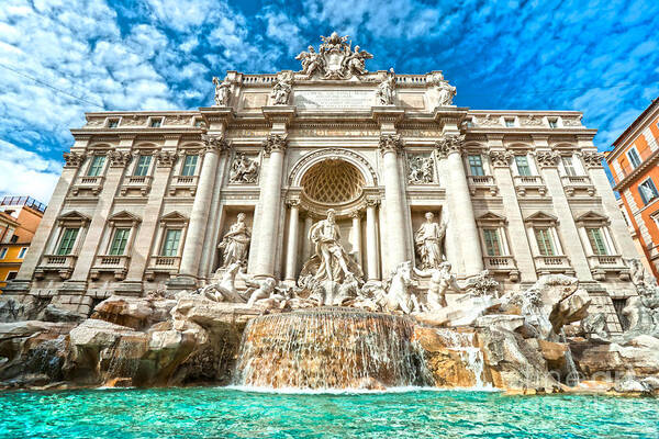 Ancient Art Print featuring the photograph Trevi Fountain - Rome by Luciano Mortula