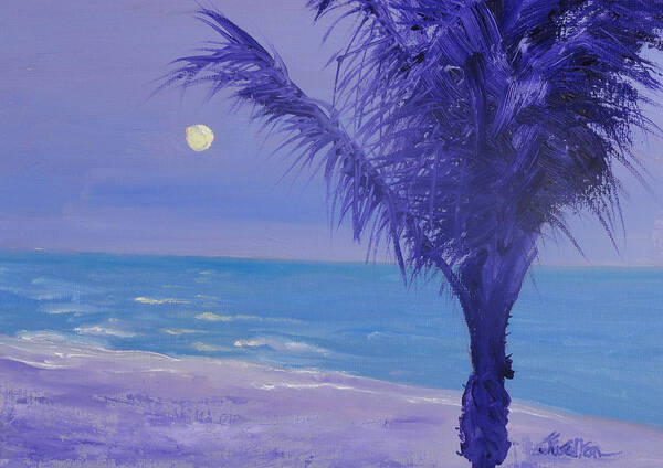 Tropical Art Print featuring the painting Tropical Moonrise by Judy Fischer Walton