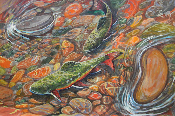 Trout Art Print featuring the painting Trout Stream by Jenn Cunningham