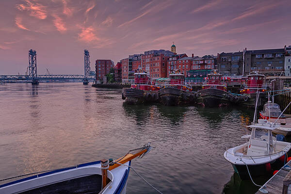 Early Morning Art Print featuring the photograph Tugboats Portsmouth New Hampshire by Jeff Sinon
