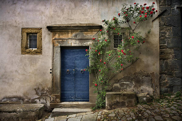 Italy Art Print featuring the photograph Nella's Blue Door 2 by Al Hurley
