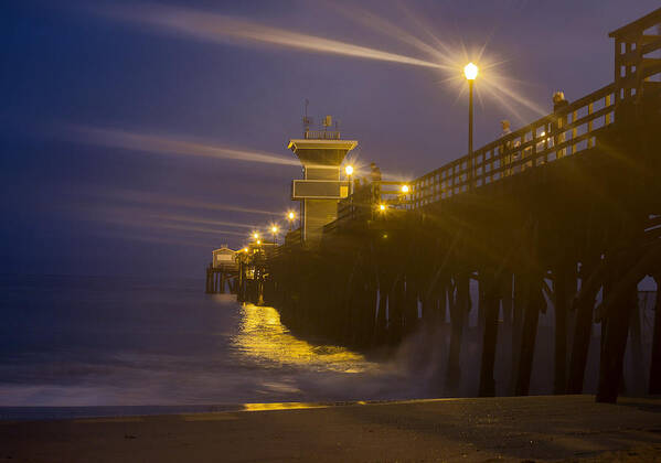 Seal Beach Pier Art Print featuring the photograph Twilight At Seal by Denise Dube