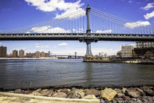 Williamsburg Art Print featuring the photograph Two Bridges View - Manhattan by Madeline Ellis