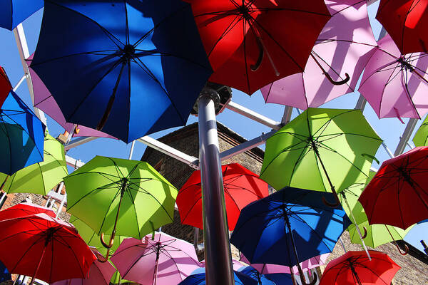 Umbrella Art Print featuring the photograph Umbrellas in the sky by Nicky Jameson