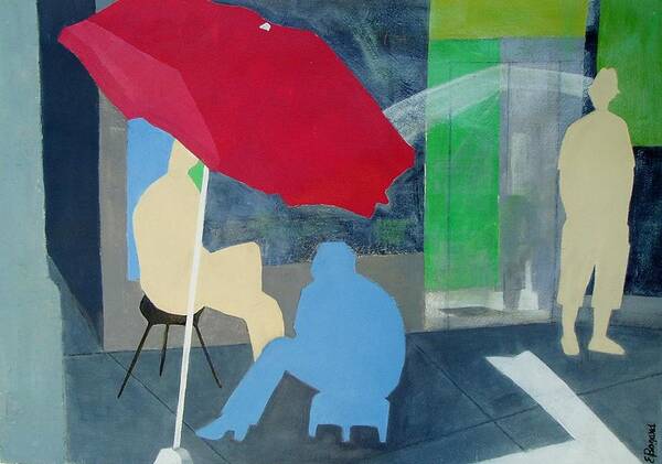 Umbrella Art Print featuring the painting Under the Umbrella by Elizabeth Bogard