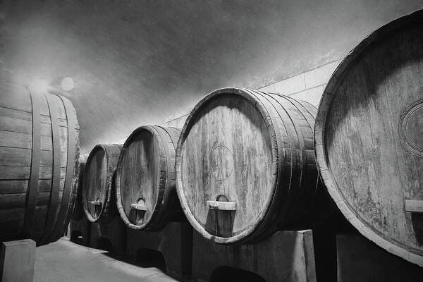 Alcohol Art Print featuring the photograph Underground Wine Cellar With Wooden by Feellife Alcohol Art Print featuring the photograph Underground Wine Cellar With Wooden by Feellife