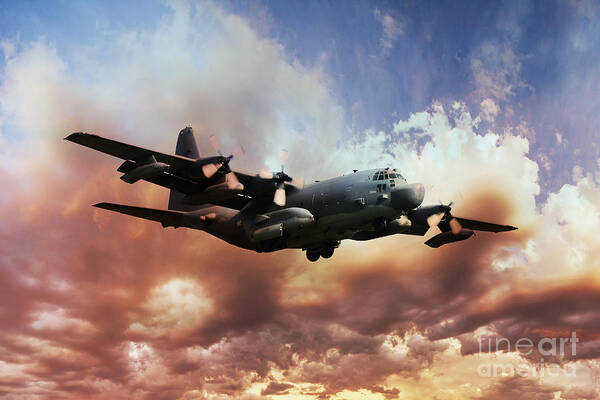 C130 Art Print featuring the digital art USAF Hercules by Airpower Art