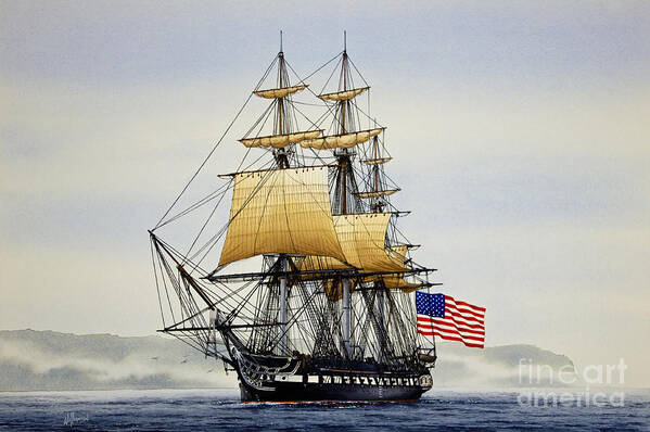 Tall Ship Art Print featuring the painting Uss Constitution by James Williamson