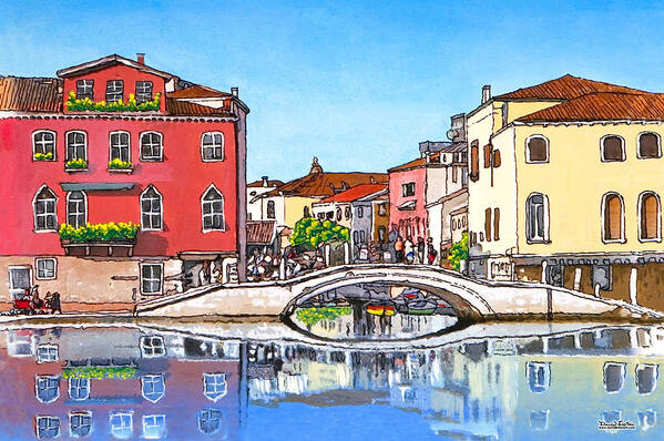 Pastels Art Print featuring the painting Venice Cross Bridge by David Linton