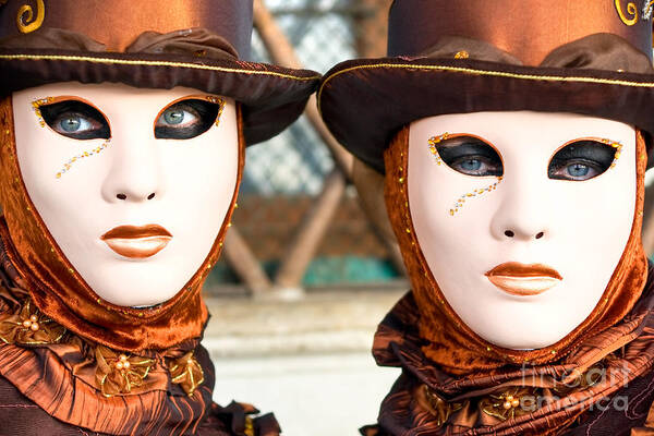 Carnaval Art Print featuring the photograph Venice Masks - Carnival. by Luciano Mortula
