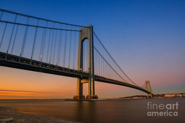 Verrazano Bridge Art Print featuring the photograph Verrazano Bridge Sunrise by Michael Ver Sprill