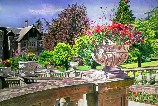 Gardens Art Print featuring the painting Victoria - Hatley Castle by David Lloyd Glover
